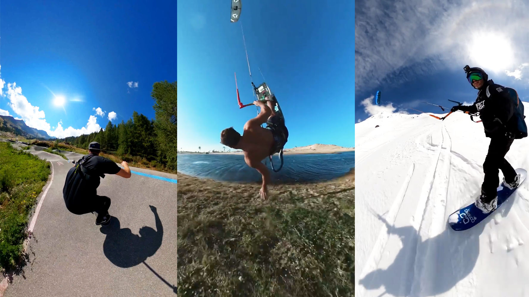 Third person camera mount for skateboarding, kiteboarding and snowkiting