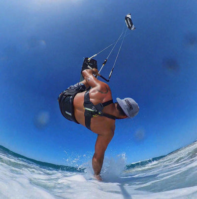 Third-person Shoulder mount for GoPro Max and 360video: kitesurfing